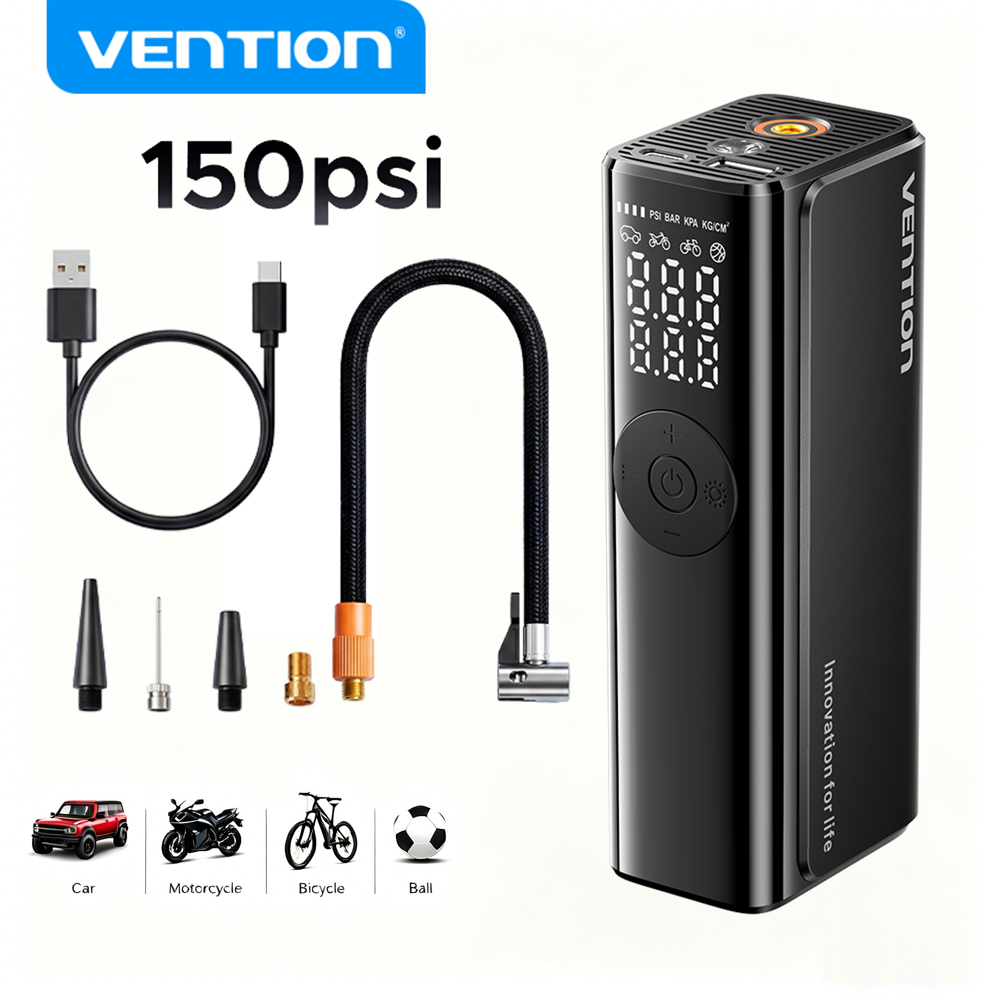 Vention Car Air Pump 5200Mah P - Car Portable Tire Inflator incelemesi ve fiyatı