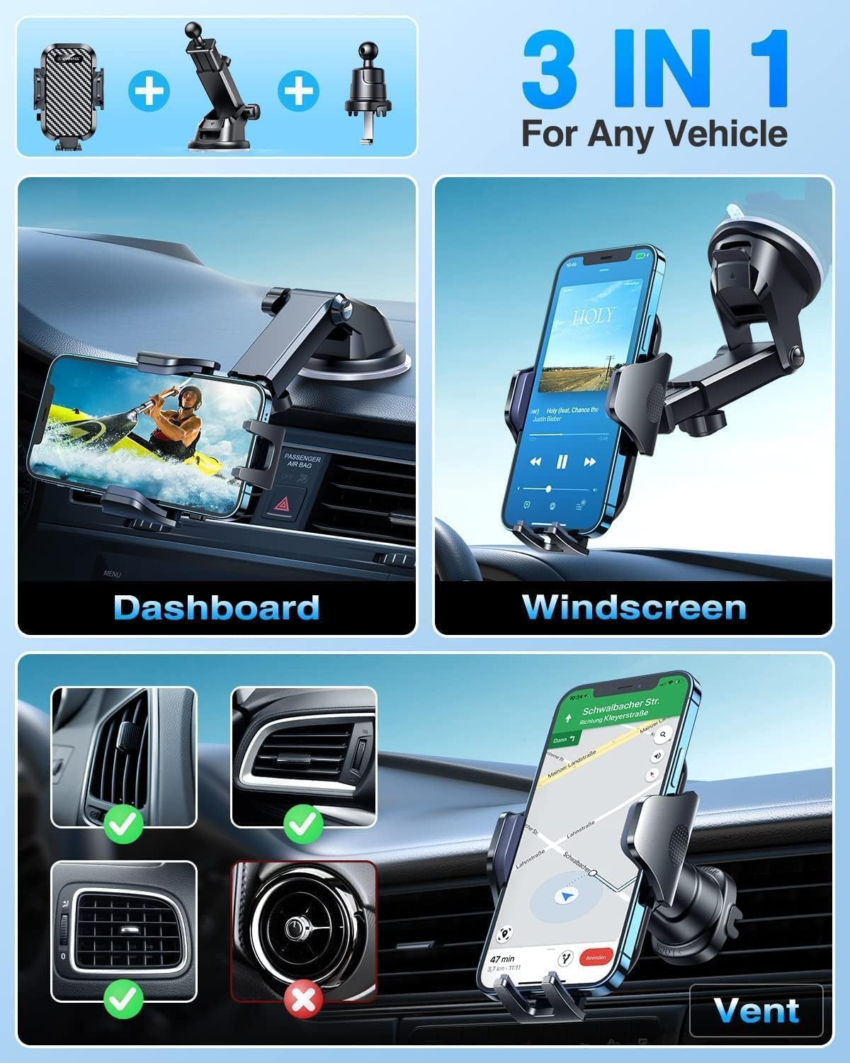 Car Dashboard Phone Holder wit - Wireless Car Charger incelemesi ve fiyatı